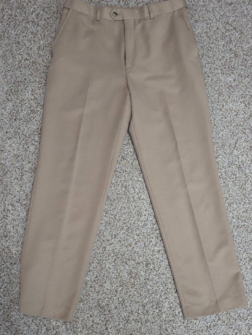 Stafford Men's Classic Flat-Front Dress Pants in Khaki